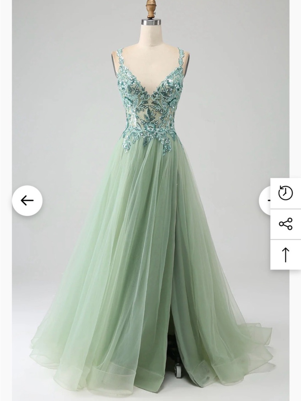 Mint Green Lace Appliqué and Beaded Tulle Prom Dress - nwt size 2